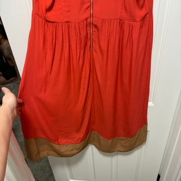 La Vi Sleeveless Wedding Guest Cocktail Dress Coral Red V-Neck - Picture 5 of 6